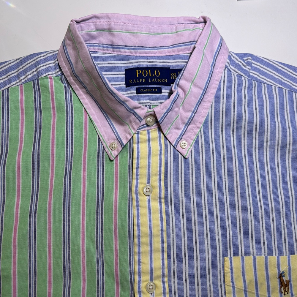 NWT POLO RALPH LAUREN Men Long Sleeve Multi Color Striped Button Oxford XXL $138